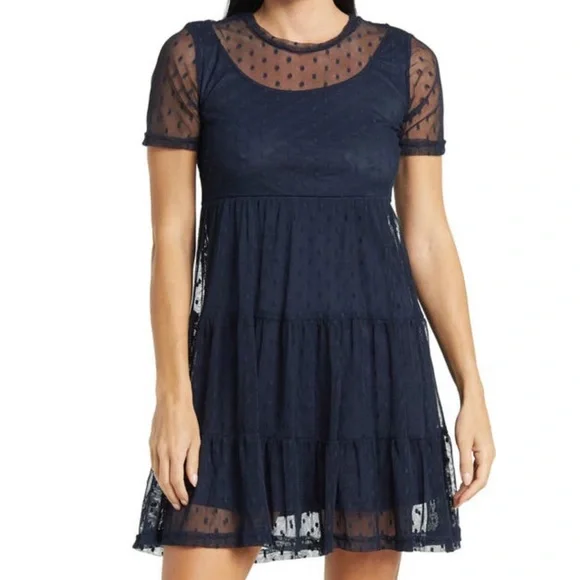 Love By Design | Dresses | Nwt Love By Design Leo Mesh Babydoll Dress Xl  Navy Color | Poshmark